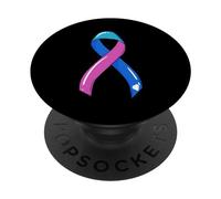 Nastro per il cancro della tiroide Survivor Fighter Chemo Blu Rosa Teal PopSockets PopGrip Adesivo