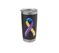 Nastro per il cancro della vescica sopravvissuto combattente blu giallo viola Bicchiere termico in acciaio inox doppia parete