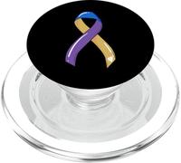 Nastro per il cancro della vescica sopravvissuto combattente blu giallo viola PopSockets PopGrip per MagSafe