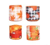 Nastro per il raccolto del Ringraziamento, 5 m, tessuto in poliestere | Retro DIY Wrapping Festive Wide zucca foglia d'acero stampe autunno archi venue abbellimenti striscia Decor 6,3 cm