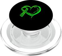Nastro per la consapevolezza del trapianto di midollo osseo con parole cuore verde PopSockets PopGrip per MagSafe