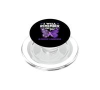 Nastro per la consapevolezza dell'Alzheimer con farfalla floreale PopSockets PopGrip per MagSafe