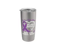 Nastro per la consapevolezza dell'epilessia, speranza, amore, sostegno, forza Bicchiere termico in acciaio inox doppia parete