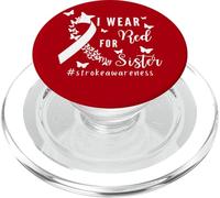 Nastro per la prevenzione dell'ictus I Wear Red For My Sister, a forma di farfalla PopSockets PopGrip per MagSafe