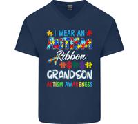 Nastro Per L'Autismo Per Mio Nipote Autistico ASD Maglietta In Cotone A V