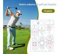 Nastro Per Le Mazze Da Golf | 10 Fogli Con Le Guide Di Allineamento - Nastro Adesivo Per Colpi Di Golf,Adatto a Donne Uomini Adolescenti per la Pratica della Distanza negli Sport Indoor e