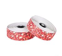 Nastro per manubrio bici da strada con design a doppio strato utilizzando PU per presa ed EVA per assorbimento della compressione (bianco-rosso)