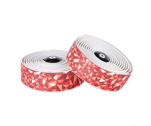 Nastro per manubrio bici da strada con design a doppio strato utilizzando PU per presa ed EVA per assorbimento della compressione (bianco-rosso)