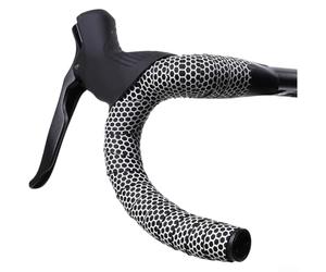 Nastro per manubrio della bicicletta, coppia di motivi, impugnatura antiscivolo per assorbimento degli urti, ammortizzazione traspirante in EVA per ciclismo su strada (bianco)