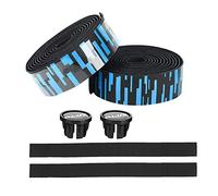 Nastro per manubrio in bicicletta, nastro per biciclette da bicicletta a 2 rotoli, invocazione del manubrio in bicicletta in schiuma EVA con tappi terminali, avvolgimento della (Nero blu)