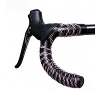 Nastro per manubrio per bici da strada con strato di presa ammortizzante che allevia la pressione e antiscivolo testurizzato per uso a mano nuda o con guanti (nero-rosa)