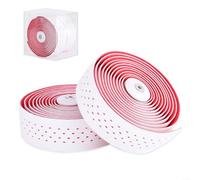 Nastro per manubrio per bici da strada, in silicone EVA antiurto, antiscivolo, confortevole, lunghezza 2100 mm, coppia (bianco + rosso)