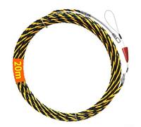 Nastro per pesci da 1,2 m per strumento da pesca con filo con molla guida, estrattore per cavi ad alta visibilità, nero e giallo, per filettature elettriche, poli a basso attrito (20 m)