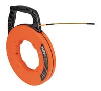 Nastro per pesci, Estrattore di filo in fibra di vetro con guida in acciaio a spirale, alloggiamento e maniglia ottimizzati, Klein Tools 56350, Arancione/Nero, 15 m