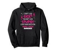 Nastro per sostenitore della consapevolezza del cancro al seno con scritta "I don't look sick" Felpa con Cappuccio
