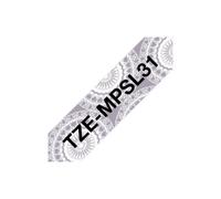 P-TOUCH EMPSL31 - Nastro laminato, nero su punte argento, 12 mm