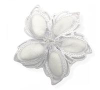 Nastro porta confetti in organza trasparente con motivo floreale, 40 coccarde da 5 confetti ciascuna (BIANCO)