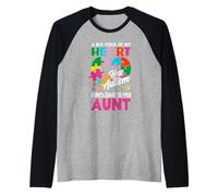 Nastro Puzzle Heart Aunt Support per la consapevolezza dell'autismo Maglia con Maniche Raglan
