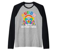 Nastro Puzzle per la consapevolezza dell'autismo «L'autismo è Il Mio superpotere» Maglia con Maniche Raglan