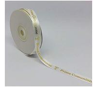 Nastro Raso bianco 10 mm x 25 metri scritta PRIMA COMUNIONE