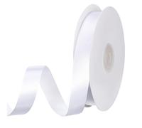 Nastro Raso Bianco 15mm, 50m Nastro Bianco in Poliestere Nastro di Raso Nastrino per Bomboniere, Confezioni Regalo, Fai Da Te, Decorazione, Matrimonio, Compleanno, Battesimo