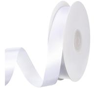 Nastro Raso Bianco 20mm, 50m Nastri Colorati Stoffa in Poliestere Nastro Regalo Bianco Nastro di Raso Nastrino per Bomboniere, Artigianato, Decorazioni, Confezioni Regalo