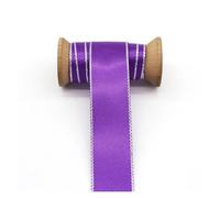 Nastro Raso Nastri di raso a doppia faccia con bordo in argento dorato, in tessuto tinta unita, for accessori fai da te, cucito decorativo, lavori ad ago(Purple S,38mm)