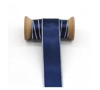 Nastro Raso Nastri di raso a doppia faccia con bordo in argento dorato, in tessuto tinta unita, for accessori fai da te, cucito decorativo, lavori ad ago(Navy S,38mm)
