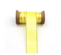 Nastro Raso Nastri di raso a doppia faccia con bordo in argento dorato, in tessuto tinta unita, for accessori fai da te, cucito decorativo, lavori ad ago(Lemon G,38mm)