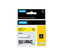 Nastro Rhino 18432 - 12 mm x 5,5 mt - vinile - permanente - nero/giallo - Dymo