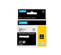 Nastro Rhino 18484 - 19 mm x 5,5 mt - poliestere permanente - nero/bianco - Dymo