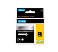 Nastro Rhino 18487 - 19 mm x 5,5 mt - poliestere - permanente - nero/metallo - D