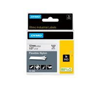 Nastro Rhino 18488 - 12 mm x 3,5 mt - nylon flessibile - nero/bianco - Dymo