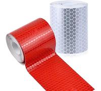 Nastro Riflettente Adesivo, 2 Pcs 5cm * 3m XCOZU Nastro Riflettentes Adesivo ad Alta Intensità, Nastro Catarifrangente Adesivo Impianti di Trasporto Stradale Promemoria di Sicurezza, Bianco e Rosso