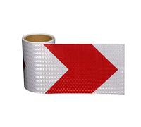 Nastro riflettente, Nastro riflettente di sicurezza, Nastro di segnalazione pericolo freccia impermeabile 3 metri x 15 cm, Adesivo riflettente autoadesivo ad alta intensità for camion auto(Red White)