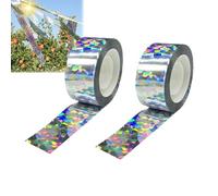 Nastro riflettente per uccelli, 50 m, nastro di sicurezza per animali, 2 rotoli di nastro argentato per uccelli, per balcone, portico, patio, giardino, recinzione, finestra sul tetto esterno