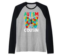 Nastro rompicapo con Scritta «Autism Cousin Butterfly Awareness» Maglia con Maniche Raglan