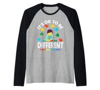 Nastro rompicapo per la consapevolezza dell'autismo Ok To Be Different Maglia con Maniche Raglan