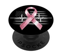 Nastro rosa con bandiera per la sensibilizzazione al cancro al seno PopSockets PopGrip Adesivo