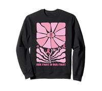 Nastro Rosa con Scritta Her Fight Is Our Fight Is Our Fight Cancer Breast Felpa