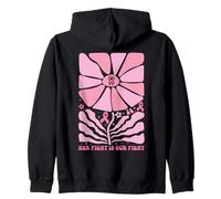 Nastro Rosa con Scritta Her Fight Is Our Fight Is Our Fight Cancer Breast Felpa con Cappuccio
