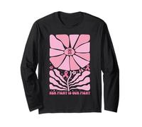 Nastro Rosa con Scritta Her Fight Is Our Fight Is Our Fight Cancer Breast Maglia a Manica