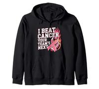 Nastro Rosa con Scritta I Beat Cancer Your Team's Next Football Felpa con Cappuccio