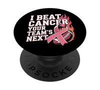 Nastro rosa con scritta "I Beat Cancer Your Team's Next Football PopSockets PopGrip Adesivo