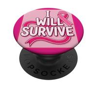 Nastro rosa con scritta "I Will Survive" PopSockets PopGrip Adesivo