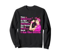 Nastro rosa con scritta "I'm The Storm Strong Women Breast Cancer Warrior" Felpa
