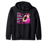 Nastro rosa con scritta "I'm The Storm Strong Women Breast Cancer Warrior" Felpa con Cappuccio