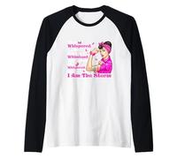 Nastro rosa con scritta "I'm The Storm Strong Women Breast Cancer Warrior" Maglia con Maniche Raglan