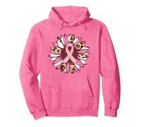 Nastro Rosa con Stampa Leopardata e Girasole per la consapevolezza del Cancro al Seno Felpa con Cappuccio