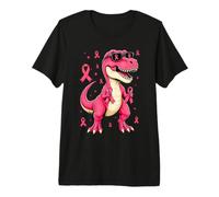 Nastro Rosa Dinosauro Consapevolezza del Cancro al Seno T-Rex Donne Maglietta Premium